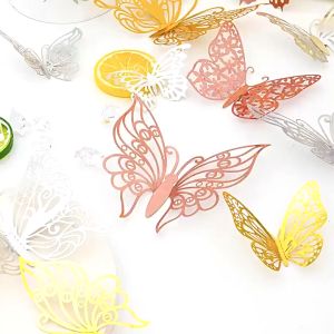 12pcs 3D Hollow Butterfly Balloon Stickers for Kid Birthday Party Wedding Party Decorative Butterfly Decoration Supplies