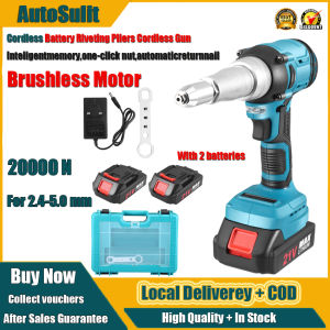 Cordless Rivet G-un Bat-tery Powered - 20000N Heavy Duty Pop Riveter For 2.4-5.0mm Rivets Drill/Screwdriver Attachment
