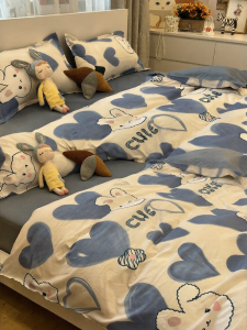 JIFANPAUL | INS Style Pure Washed Cotton Full Fleece Bedding 4-Piece Set
