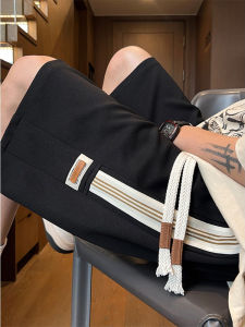 American Casual Mens Short Pants Summer Loose Five-Point Ice Silk Sports Youth Trendy Brand Breathable Lightweight Polyester