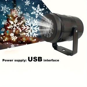 1pc LED Snowflake Projection Light USB Powered Rotating Snowflake for ChristmasHalloweenSimulating Winter Snow Passion Party