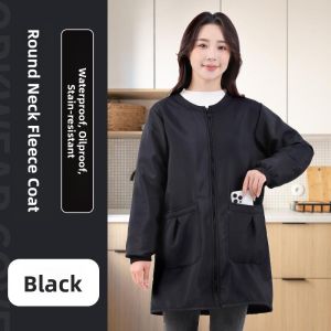 MONLEYTA | Womens Fashionable Fleece Lined Thickened Work Apron Waterproof Oil Resistant For Office Use Kitchen Gown Adult Size XL-4XL