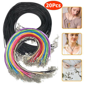 20Pcs Colorful Leather Cord Wax Rope Chain Wax Cord Necklace Pendant For DIY Handmade Lobster Clasp String Cord Jewelry Chains