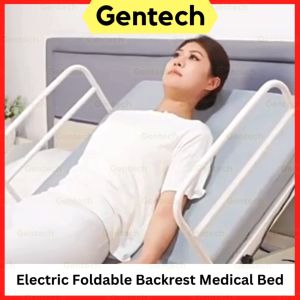 Automatic Foldable Backrest Adjustable Support Bed + Coil and Sponge Mattress with Remote Control Bed Frame 1 Crank