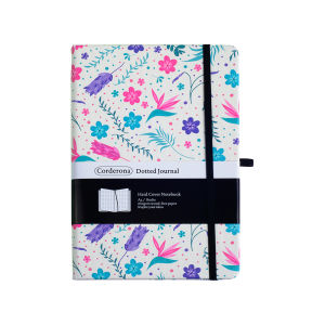 Floral Bullet Dotted Journal 160gsm Thick Paper Elastic Band Back Pocket A5 Hardcover Dot Grid Notebook