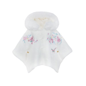 Shulei Childrens Hanfu Cloak White New Chinese Style Girls Winter Fashionable Traditional Costume Thickened Polyester Fiber