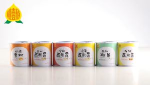 Pineapple yogurt or canned yellow peach fruit mixed with orange assorted coconut grapes