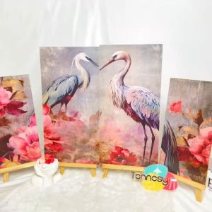 TENNESY Hiasan Dinding Aesthetic 1 Set Animal Artistic Vintage Birds Pink Flowers Wall Decor Rumah
