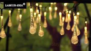 30-LED Water Drop/Snowflake/Butterfly Solar String Lights Waterproof Outdoor Christmas Decor