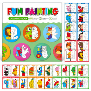 Kids Symmetrical Painting Activity Book Beginner Learning to Draw of Cute Stuff Animals Food and other Amazing Things Coloring