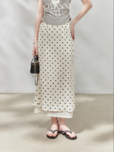 OUYANGXI | Chân Váy A-line High Waist Chấm Bi Retro