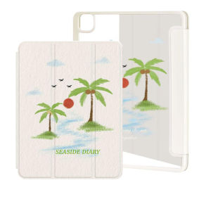 {พร้อมช่องใส่ดินสอ} เคสการ์ตูนมะพร้าวสำหรับ IPAD Pro 11/Air4/Air5 /Ipad 9.7 (2017 2018) /Ipad 10.2 /Ipad Mini6อัลตร้าสลิมบางเบาหนังแม่เหล็กสมาร์ทกรณีพับปกยืนด้วยที่มีความยืดหยุ่นนุ่ม TPU ปกหลัง