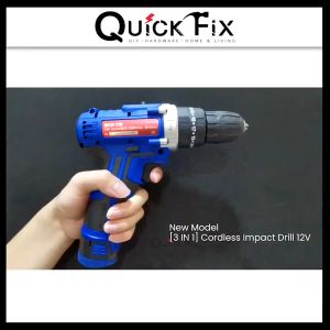 QuickFix BOSSMAN Cordless Impact Drill Driver 12V Screw Set 3 IN 1 BCD-12i Battery Drilling Wall Wood Metal Screw [NEW]