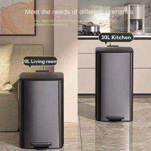 Manzan Step Pedal Trash Can 30L Rectangle Stainless steel Trash tin