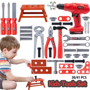 Pretend Tools Kit Toys 38/41 PCS Play Repair Tool Set Engineer Simulated Plastic Construction Toys Toddler Kids Boys Gift