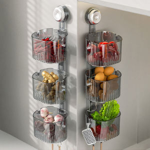 YUHANG | Wall-mounted No-drilling Kitchen Storage Basket for Garlic Ginger and Vegetables