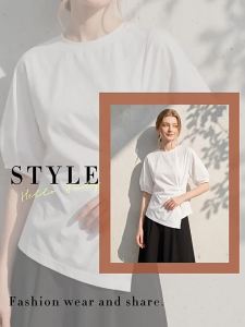 7.Modifier | Áo Sơ Mi Dáng Rộng Tay Bồng Cổ Tròn Đính Nút Không Đối Xứng Cho Mùa Hè