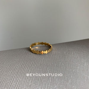 Zuoran Fashionable Titanium Steel Ring for Women with Sequin Splicing Design Versatile Accessory Chic Geometry Pattern Fresh Arrival