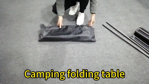 AKAPE - Foldable Portable Camping Table with 4 Folding Camping Chairs Storage Net Carrying Bag/Aluminum Beach Table for Sand Picnic Table - 37in Length 20in-28in Adjustable Height