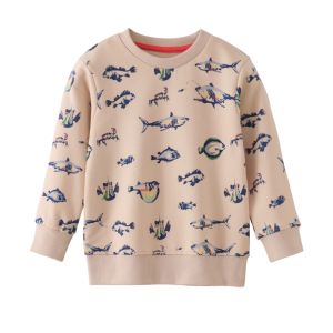 Jumping Meters | Jumping Meters Sea Animals Printed Long Sleeve Sweatshirts for Boys And Girls 2-7T Kids Sport Shirt Autumn Spring Clothing