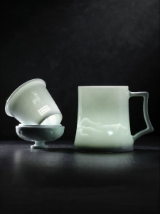 JINGDEZHEN | Ceramic Qingbai Tea Water Separation Cup Large Capacity