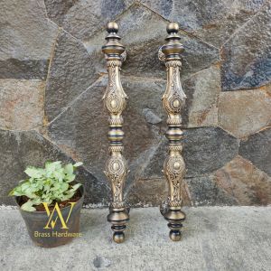 Handle Pintu Rumah Kuningan Antik Motif Luxor Yoyo 55 cm 2 Pcs