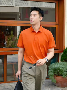 YOULIN | Orange Regular Shoulder Polo Shirt Mens Fashion