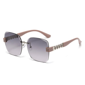 JN IMPRESSION แว่นตาแฟชั่นที่บังแดดป้องกันแสงยูวีแว่นตากันแดดกลมไฮเอนด์ไร้กรอบสไตล์เกาหลีเฟรมขนาดใหญ่อินเทรนด์