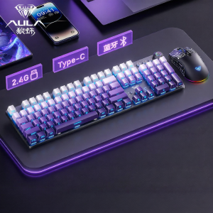 AULA | Tri-Mode Mechanical Keyboard Set Cyan Axis Black