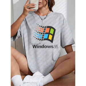 Sanrio | Windows 95 Vaporwave T Shirt Men Womens Crewneck Windows 95 Classic Computer System Tee Shirts Summer Short Sleeve