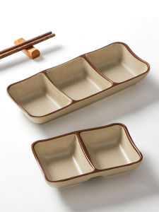 จานมีเฟอร์นิเจอร์แบบหลายช่องแบบสองช่องสามช่องจานใส่น้ำจิ้มจานใส่น้ำปลาจานใส่เครื่องปรุงรสจานสำหรับผัดจานทรงสี่เหลี่ยมจานจานแบบยาวจานสำหรับใช้ในงานเลี้ยง