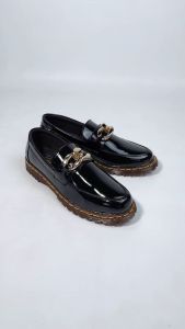 Sepatu Pantofel Hitam Wanita Loafer HOKZY QUEEN Black Glosy - Sepatu Flat Shoes Loafers Womens