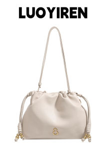 Small Size Leather Underarm Bag LuoYiRen Cloud Pattern Commuter Shoulder Crossbody Bag Soft Tote Bag for Young Women