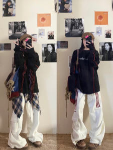 American Oversize Jogger Pants Loose Pants Womens Autumn and Winter Lazy Style Dancing Pants Loose Casual Mop Sweatpants Fashion