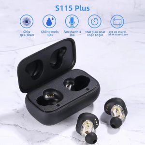 Tai Nghe Không Dây S115 Plus Bass Khử Tiếng Ồn ENC Công Nghệ Bluetooth TWS Chip QCC3040 Trình Điều Khiển Động Kép Điều Chỉnh Âm Lượng Chống Nước