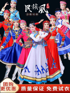 New Adult Mongolian Dance Performance Costume Womens Ethnic Minority Milk Silk Skirt Stage Clothing Traditional Mongolian Outfit