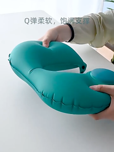 Bantal Kembung Berbentuk U Support Inflatable Air Pillow U-Shaped Pilllow Neck Travel Portable Beach Camping Pillow Adults And Children 充气u型枕