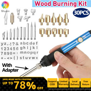 30PCS/SET Wood Burning Pyrography Tool Kit Pen Kit 60W Adjustable Temperature Soldering Iron Welding Wood Embossing Burning set