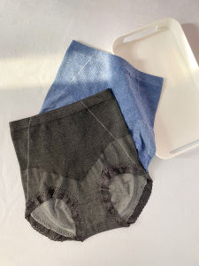 High-Waist Plus-Size Ladies Underwear Modal Cotton Lace Brief No-Trace Shaping Underpant with Tummy Control and Butt Lift