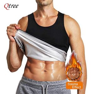 Qtree Sauna Sweat Vest for Men Waist Trainer Belly Trimmer Corset Body Shaper Weight Loss Workout Belly Trimmer Weight Loss Tops