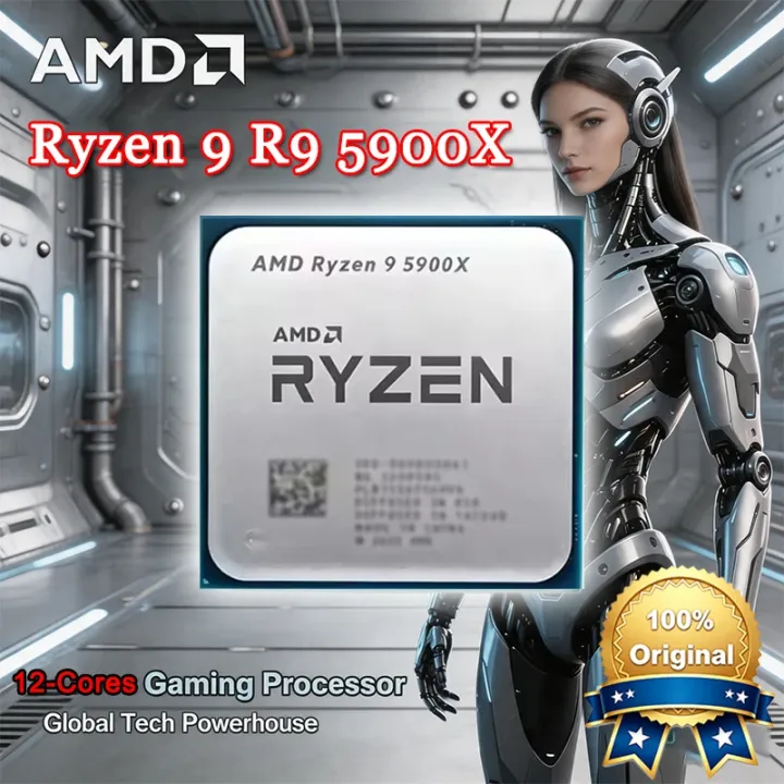 AMD | AMD Ryzen 9 5900X R9 5900X 3.7GHz--4.8GHz 12-Core 24-Thread CPU Processor 7NM L2=6MB L3=64M Socket AM4 Without Packag Loose Pie