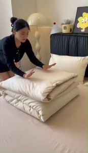 🇲🇾 Ready Stock (Same Day Delivery) IVORY CREAM BLEND 40CM 1200TC Washed Jacquard 3-Layer Cotton Fitted Bedsheets Set