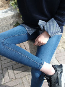 Retro Blue Slim Fit Denim Jeans Womens High Waist Elastic Casual Pants Spring Autumn New Style Cotton Stretch Denim