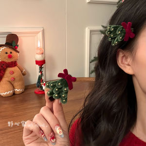 Original Christmas Spirit Festive Duckbill Hair Clip Starry Tree Wish Winter Cute Christmas Tree Hair Accessories Pearl Embedded