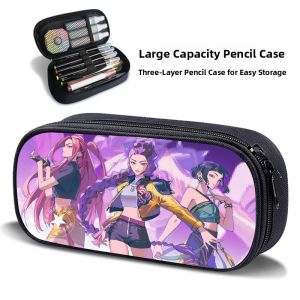 Kpop Hunter Magic Girl Team High Capacity Waterproof Student Pencil Case Ins Stationery Box Rumi Cartoon Anime Printed Storage Organizer