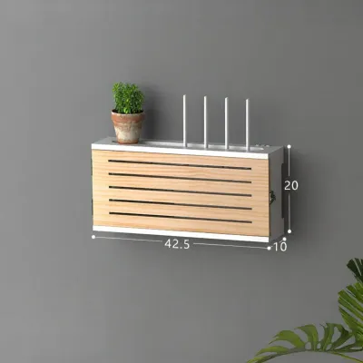 Solid Wood Wireless Network Router Storage Box Wall Mounted TV Box Cat Network Cable Board Cover Box Home Organizing Tools