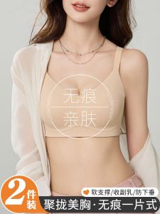 Charm Angel Seamless Cloud Feeling Bra for Women Small Bust Gathered Push Up Anti Sagging Soft Support No Steel Ring Side Breathable Comfortable Nylon Cup