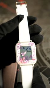 Jam Tangan Wanita Alexandre Christie Digi AC 9378 LHRALSL White Motif Flower Dial White Rubber Band