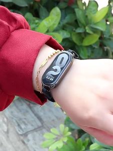 Rubber Strap for Xiaomi Mi Band 8 Stainless Steel Buckle Bracelet for Miband 8 NFC Fashion Lady Style Replacement Silicone Band