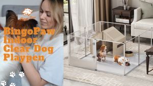 Bingopaw Dog Playpen Fence Acrylic Pet Whelping Pen Box with Waterproof Fertility Pad for Cats Puppies Rabbits Guinea Pig 60CM/120CM